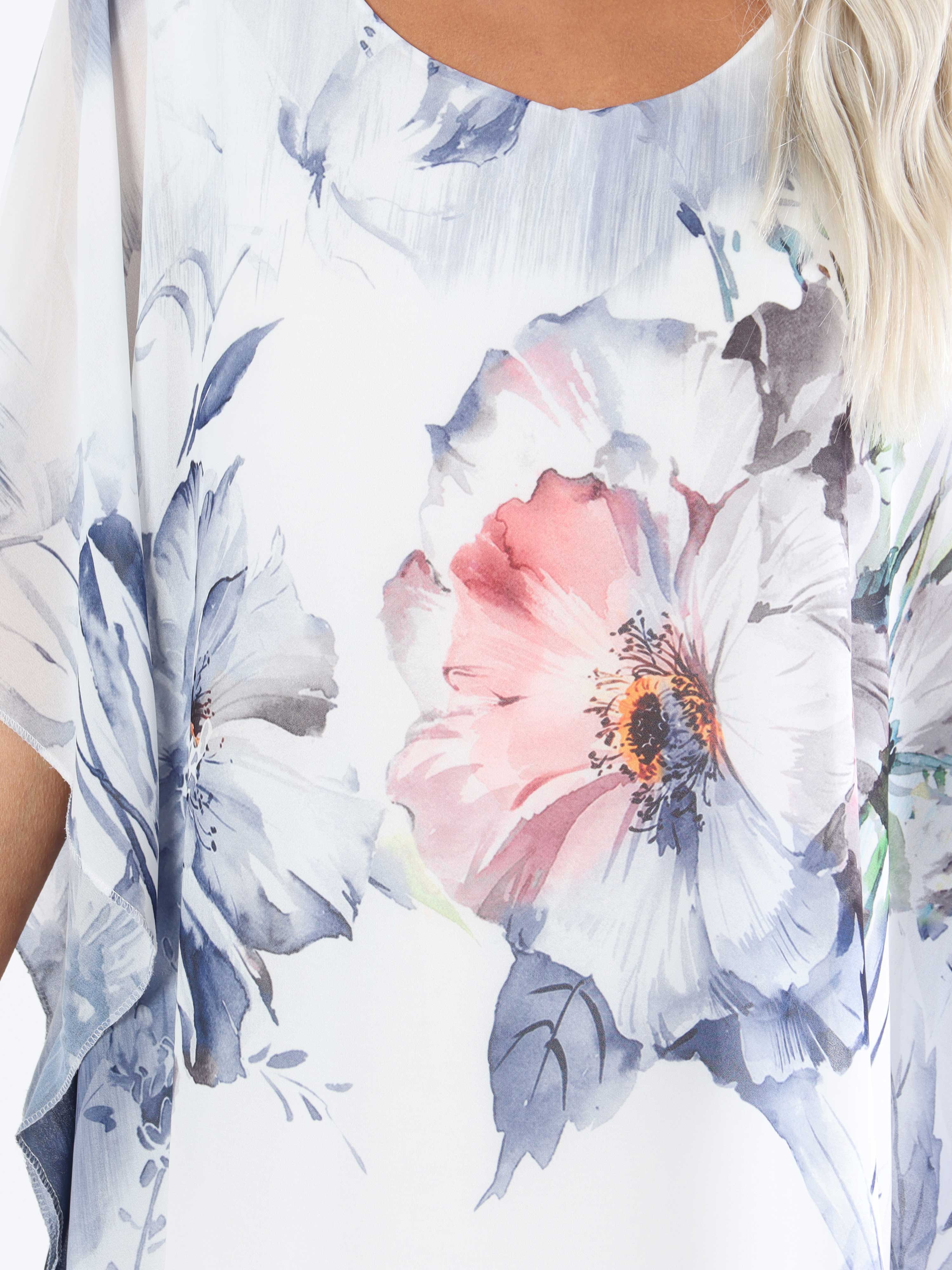 Senja - Plus size kjole i chiffon og underkjole i viskose